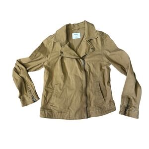 Old Navy Womens Brown Utility Moto Jacket Zip Front Collared Size M